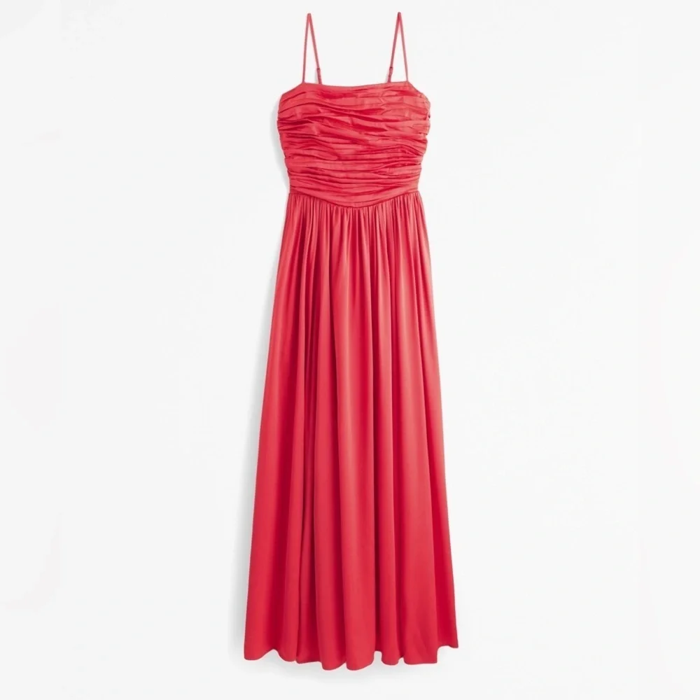 Abercrombie & Fitch The A&F Emerson Maxi Dress lace up XS NWT red
